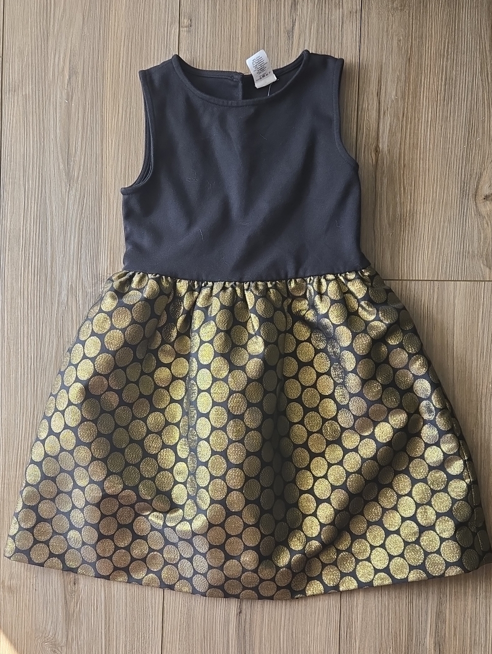 Crew Cuts Black And Gold Polka Dot Dress